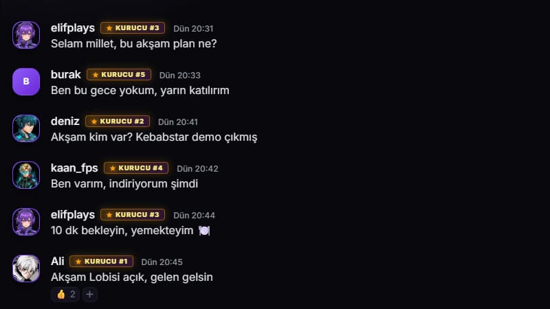 OYNA masaüstü istemcisinde sunucu sohbeti ve sesli lobi